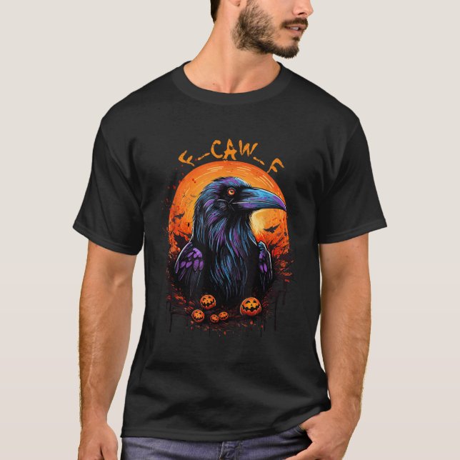 Black Crow, F-caw-f Funny Black Bird Moon Gothic A T-Shirt (Front)