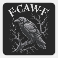 Black Crow F-Caw-F Funny Black Bird Moon Gothic