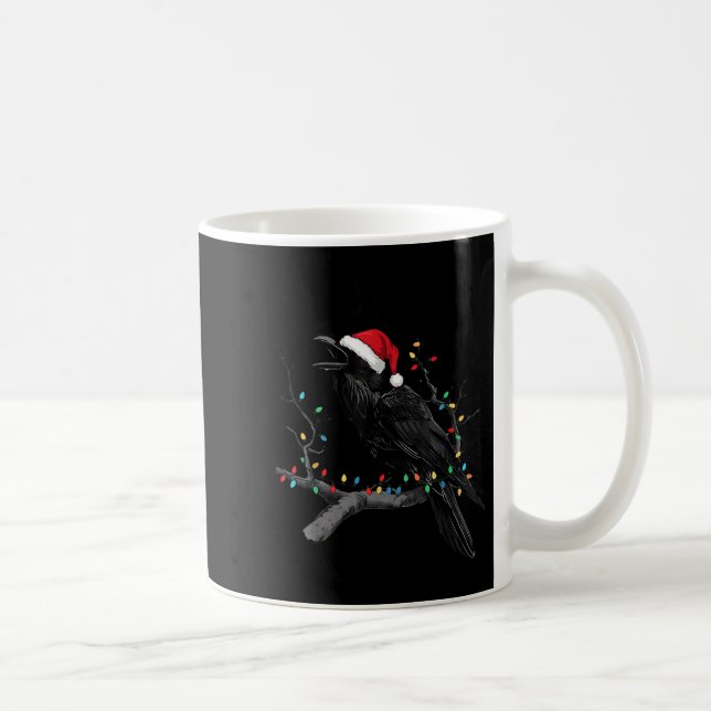 Black Crow, F-caw-f Funny Christmas Raven Santa Ha Coffee Mug (Right)