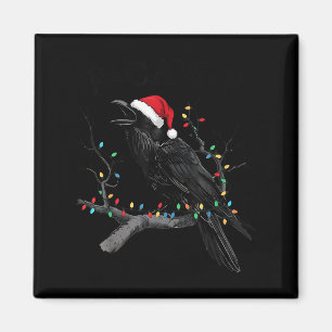 Black Crow, F-caw-f Funny Christmas Raven Santa Ha Magnet