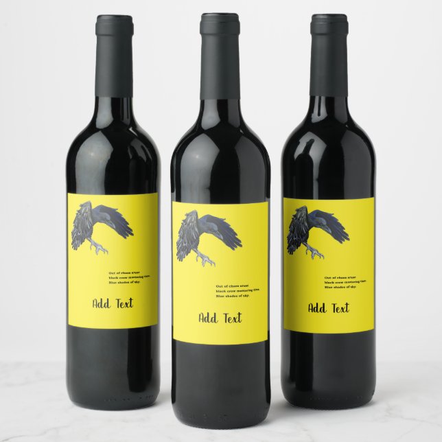 Black Crow & Haiku Personalised Wine Label (Bottles)
