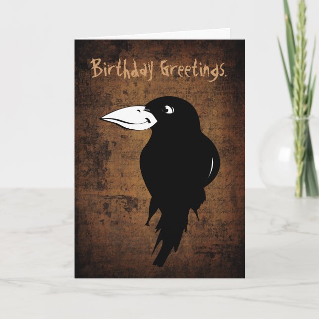 Black Crow Happy Birthday Card (Front)