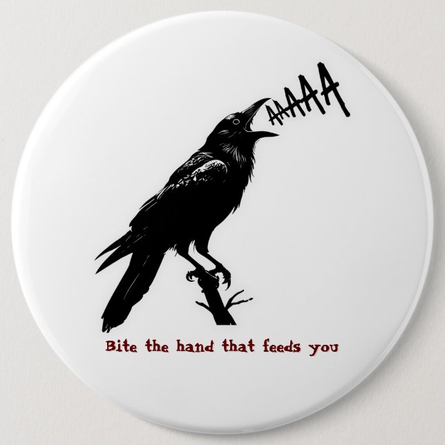 Black Crow Illustration - Gothic Style Art Design 6 Cm Round Badge (Front)