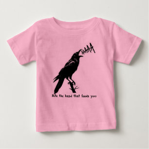 Black Crow Illustration - Gothic Style Art Design Baby T-Shirt