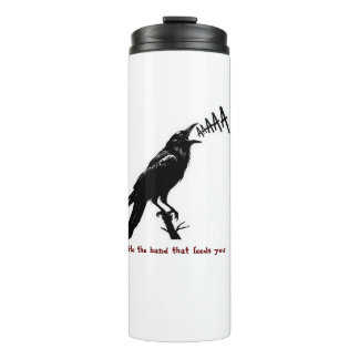 Black Crow Illustration - Gothic Style Art Design Thermal Tumbler