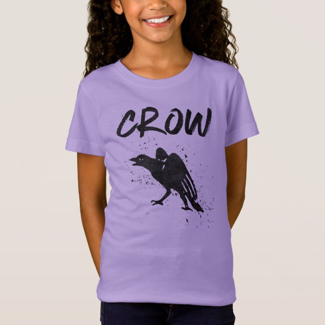 Black Crow in Ink Spatter Design T-Shirt (Front)