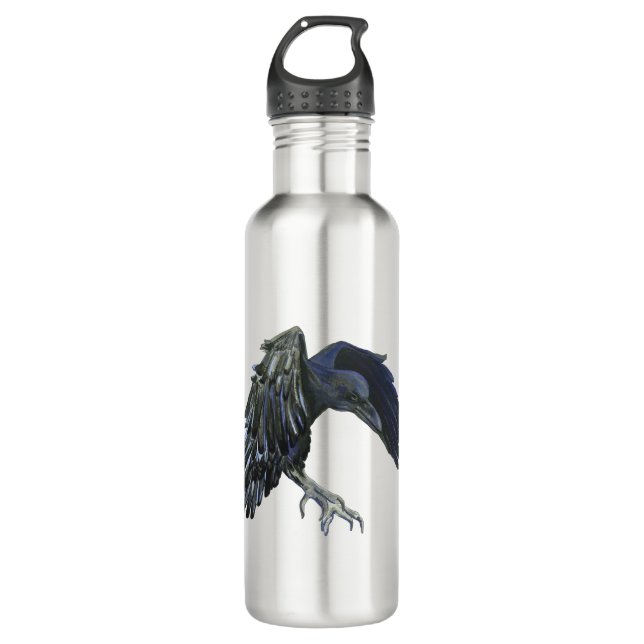 Black Crow Master of Time Illustration 710 Ml Water Bottle (Front)