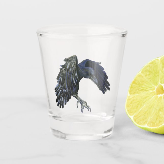 Black Crow Master of Time Illustration Shot Glass (Front)