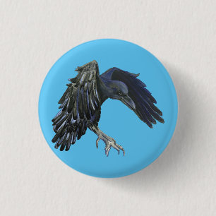 Black Crow Master of Time Illustration Sky Blue 3 Cm Round Badge