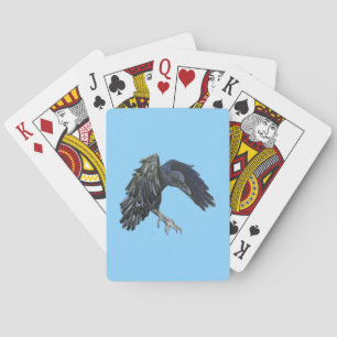 Black Crow Master of Time Illustration Sky Blue Playing Cards