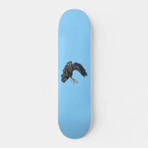 Black Crow Master of Time Illustration Sky Blue Skateboard