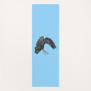 Black Crow Master of Time Illustration Sky Blue Yoga Mat