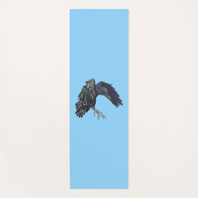 Black Crow Master of Time Illustration Sky Blue Yoga Mat (Front)