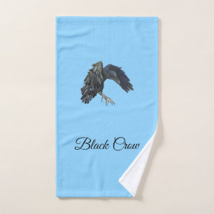 Black Crow Master of Time Personalised Sky Blue Hand Towel