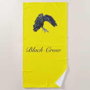 Black Crow Master of Time Personalised Yellow Beach Towel