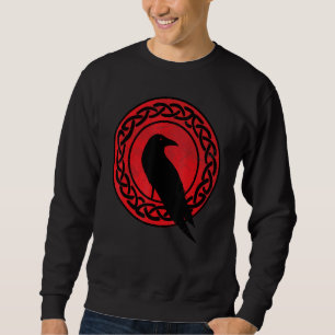 Black Crow Occult Japan Gothic Raven Bird Red Moon Sweatshirt