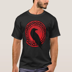 Black Crow Occult Japan Gothic Raven Bird Red Moon T-Shirt