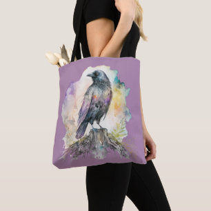 Black Crow Pastel Pretty Creepy Spooky Halloween Tote Bag