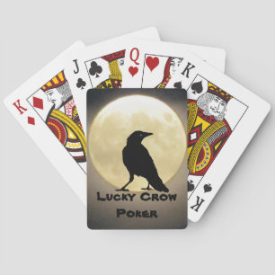 Black Crow Silhouette and Moon Lucky Crow Poker Playing Cards