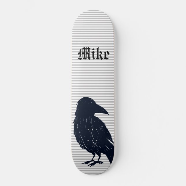 Black Crow Silhouette Personalised Skateboard Deck (Front)