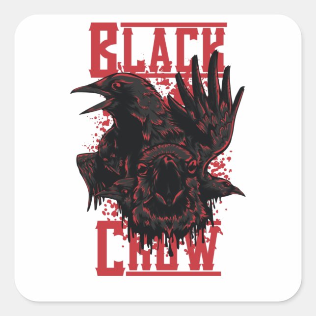 Black Crow Square Sticker (Front)