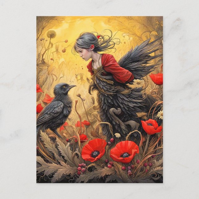 Black Crow Transforming Designers Art Postcard (Front)
