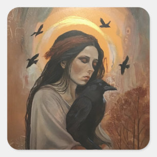 Black crow with lady stickers