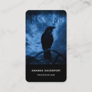 Black Crow with Runes Dark Goth Style Business Card