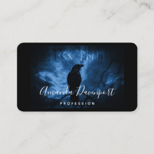 Black Crow with Runes Dark Goth Style Business Card