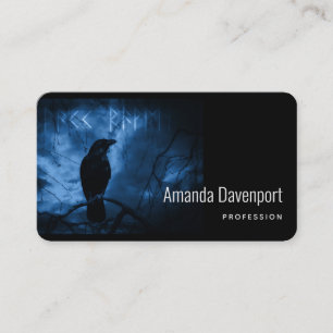Black Crow with Runes Dark Goth Style Business Card
