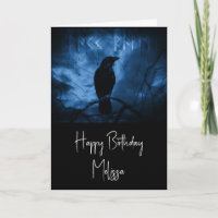 Black Crow with Runes Dark Goth Style