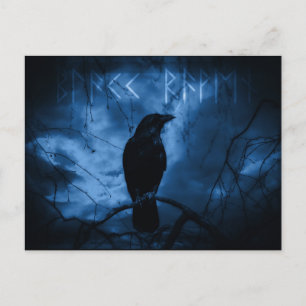 Black Crow with Runes Dark Goth Style Holiday Postcard