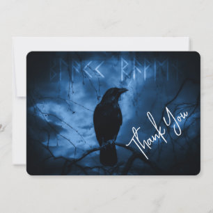 Black Crow with Runes Dark Goth Style Thank You Card