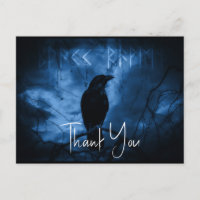 Black Crow with Runes Dark Goth Style Thank You