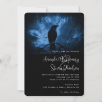 Black Crow with Runes Dark Goth Style Wedding
