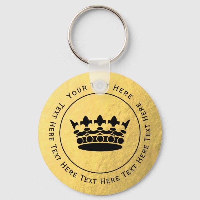 Black Crown - Faux Gold Foil Keychain (Front)