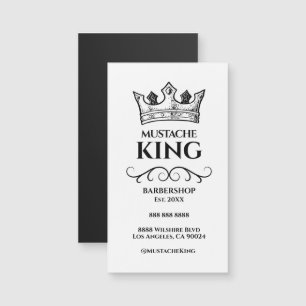 Black Crown King Moustache Barbershop Magnet Card