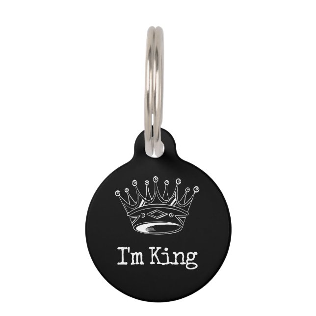 Black Crown King Pet Tag (Front)