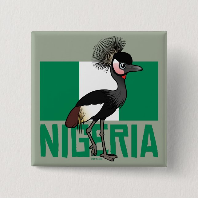 Black Crowned-Crane of Nigeria 15 Cm Square Badge (Front)