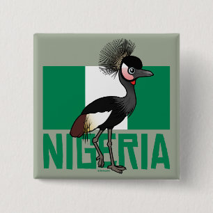 Black Crowned-Crane of Nigeria 15 Cm Square Badge