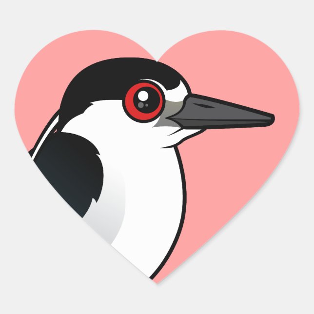 Black-crowned Night Heron Heart Sticker (Front)