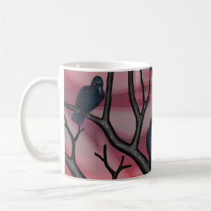 black crows and ghosts at sunset coffee mug