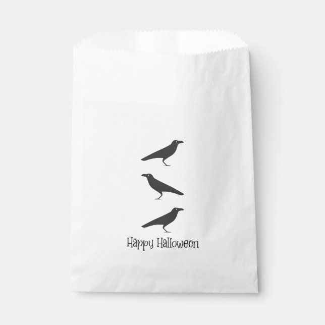 Black crows. Happy Halloween Favour Bags (Front)