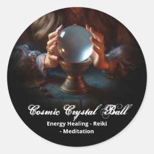Black Crystal ball Energy Reiki Yoga Meditation Classic Round Sticker