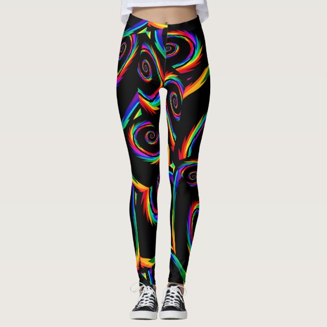 Black Cubic Rainbow Leggings (Front)