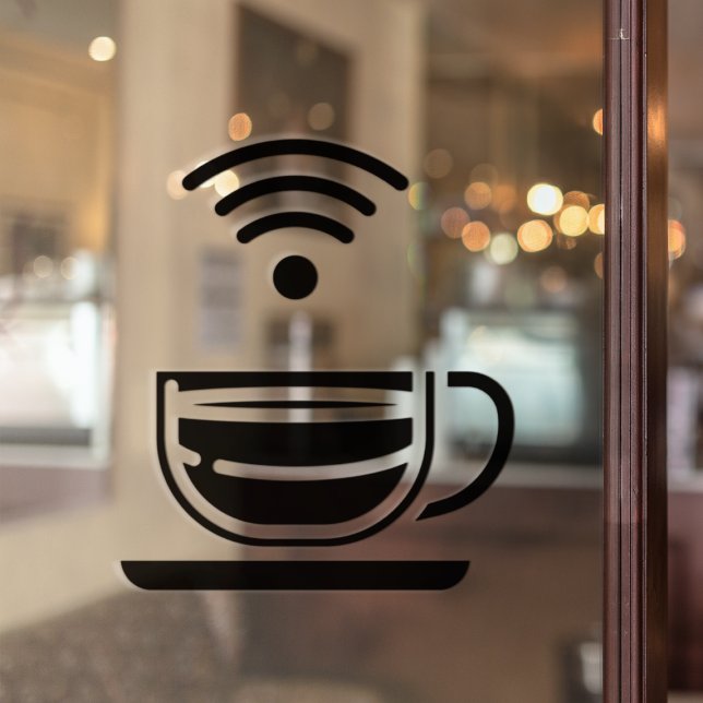 Black Cup Of Coffee Free WI-FI Network  Window Cling (Creator Uploaded)