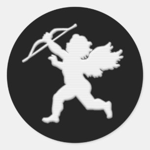 Black Cupid Cameo Classic Round Sticker