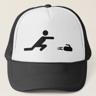 black curling icon trucker hat