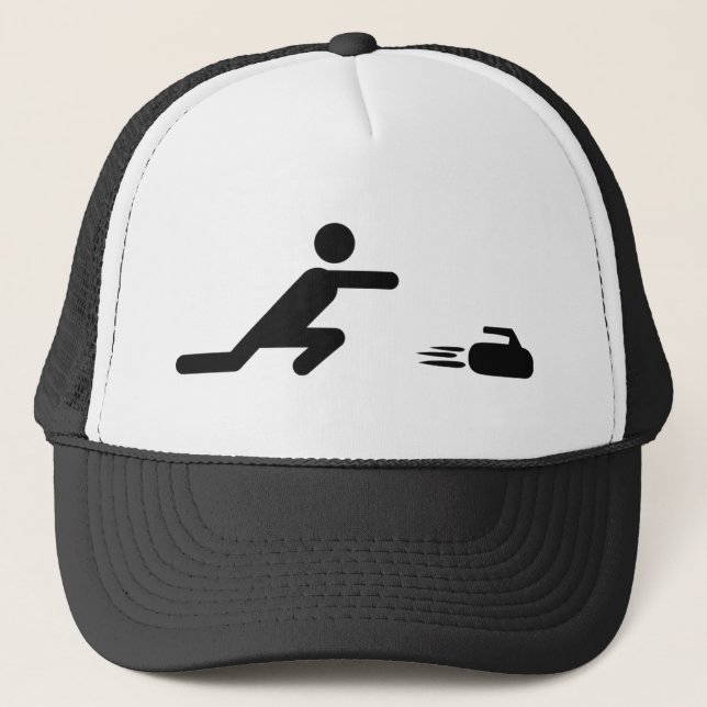 black curling icon trucker hat (Front)