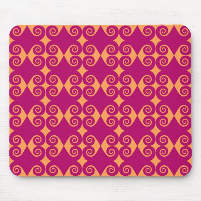 Black Curly Diamond Pattern Mouse Mat (Front)